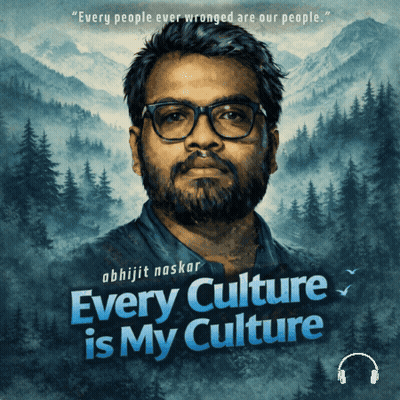 A Man With Glasses And A Beard Is On A Poster That Says Every Culture Is My Culture GIF