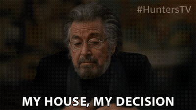 A Man With Glasses And A Beard Is Saying My House My Decision GIF