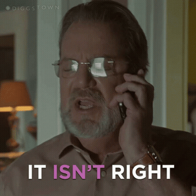 A Man With Glasses And A Beard Is Talking On A Cell Phone With The Words " It Isn 'T Right " Next To Him GIF