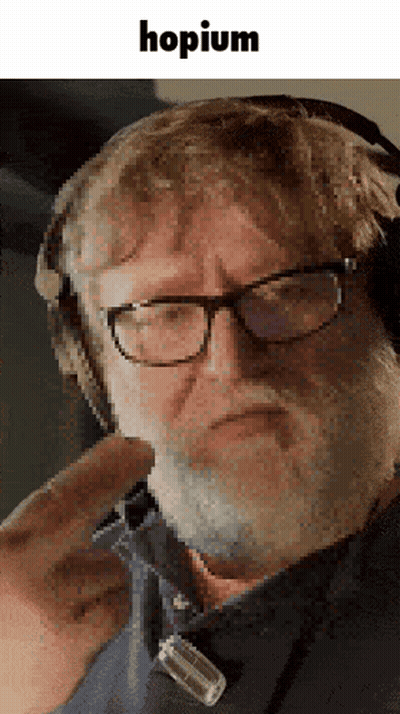 A Man With Glasses And A Beard Is Wearing Headphones And The Word Hopium Is On The Bottom GIF