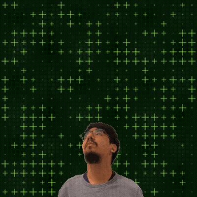 A Man With Glasses And A Beard Looks Up At The Number 3 GIF