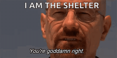 A Man With Glasses And A Beard Says I Am The Shelter GIF