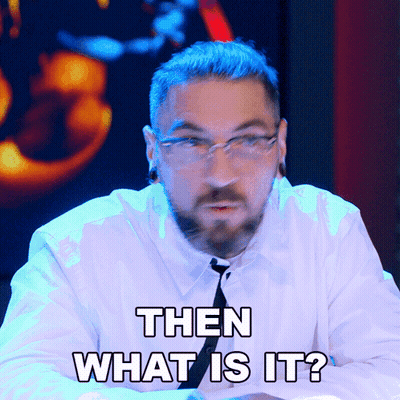 A Man With Glasses And A Beard Says " Then What Is It " GIF