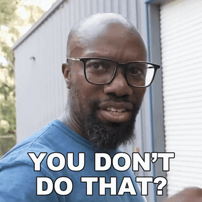A Man With Glasses And A Beard Says " You Don 'T Do That ? " GIF