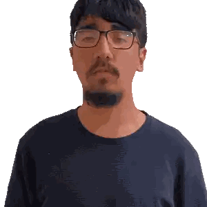 A Man With Glasses And A Beard Wearing A Blue Shirt Sticker