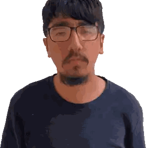 A Man With Glasses And A Beard Wearing A Blue Shirt Sticker