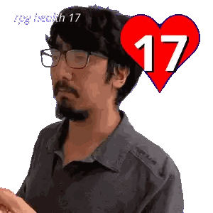 A Man With Glasses And A Heart With The Number 17 Sticker