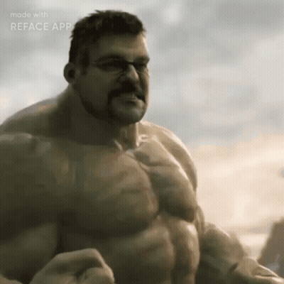 A Man With Glasses And A Mustache Is A Hulk GIF