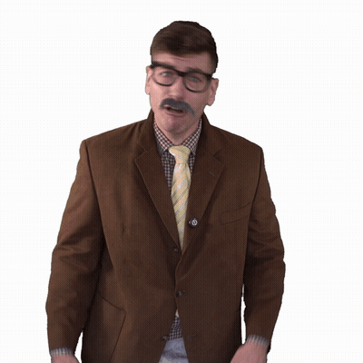 A Man With Glasses And A Mustache Is Wearing A Suit And Tie GIF