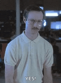 A Man With Glasses And A Mustache Is Wearing A White Polo Shirt And Says Yes . GIF