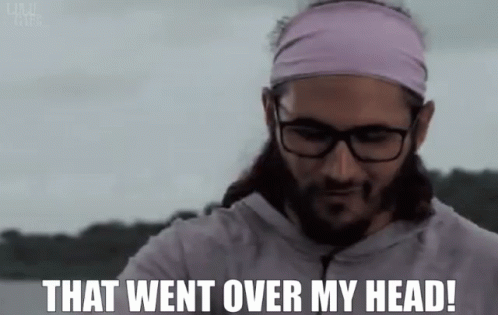 A Man With Glasses And A Pink Headband Says " That Went Over My Head " GIF