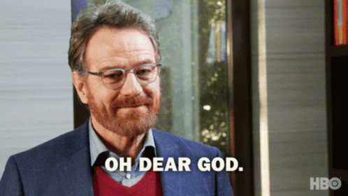 A Man With Glasses And A Red Sweater Is Saying Oh Dear God GIF