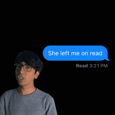 A Man With Glasses And A Text Message That Says She Left Me On Read Read 3:21 Pm GIF