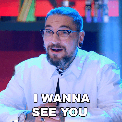 Man With Glasses Saying I Wanna See You GIF
