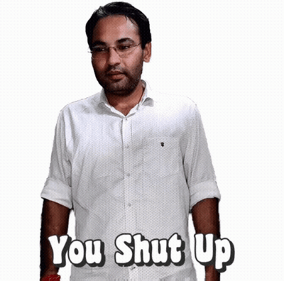 A Man With Glasses And A White Shirt Says You Shut Up GIF