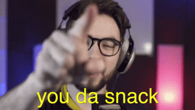 A Man With Glasses And Headphones Is Giving A Thumbs Up With The Words You Da Snack Behind Him GIF
