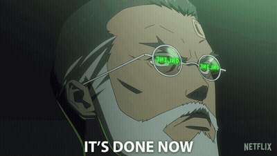 A Man With Glasses And The Words It 'S Done Now On His Face GIF