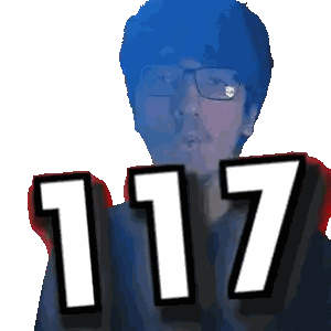 A Man With Glasses Holds Up The Number 117 In Front Of His Face Sticker