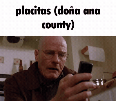 A Man With Glasses Is Looking At His Phone With The Words Placitas ( Doña Ana County ) Below Him GIF