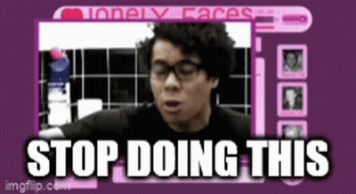A Man With Glasses Is Sitting In Front Of A Screen That Says Stop Doing This . GIF