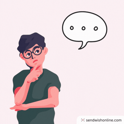 A Man With Glasses Is Thinking With A Speech Bubble Above Him GIF