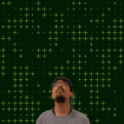 A Man With Glasses Looks Up At The Number 18 On A Green Background GIF