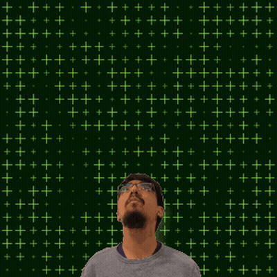 A Man With Glasses Looks Up At The Number 19 GIF
