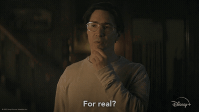 A Man With Glasses Says For Real In A Disney + Ad GIF