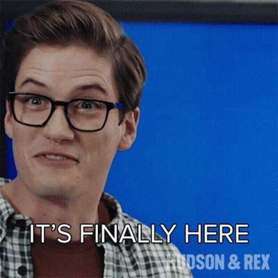 A Man With Glasses Says It 'S Finally Here Hudson & Rex GIF