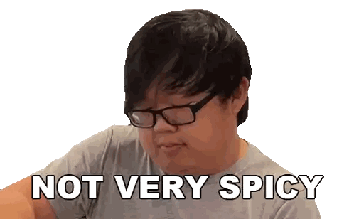 A Man With Glasses Says Not Very Spicy On A White Background Sticker