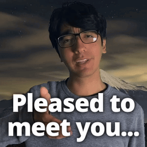A Man With Glasses Says Pleased To Meet You With A Mountain In The Background GIF