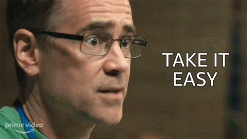 A Man With Glasses Says " Take It Easy " In A Prime Video Ad GIF