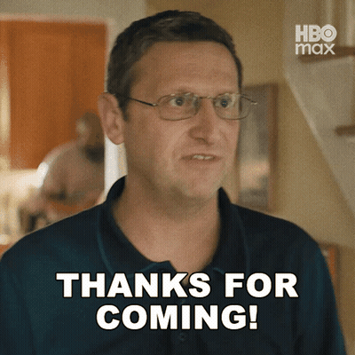 A Man With Glasses Says Thanks For Coming In A Hbo Max Ad GIF