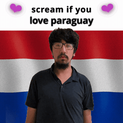 A Man With Glasses Stands In Front Of A Paraguay Flag And Says Scream If You Love Paraguay GIF
