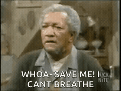 A Man With Gray Hair And A Beard Is Saying `` Whoa-Save Me ! I Cant Breathe '' . GIF