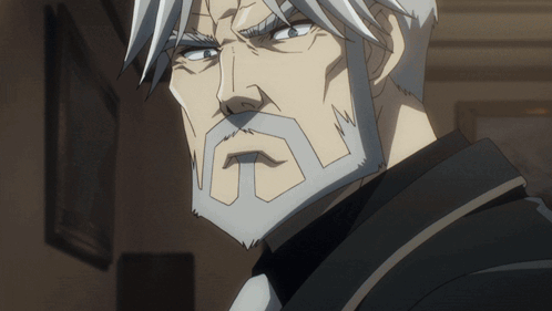 A Man With Gray Hair And A Beard Is Wearing A Black Jacket And Tie GIF