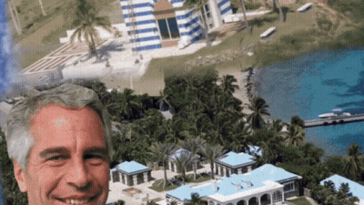 A Man With Gray Hair Is Smiling In Front Of A Large House GIF