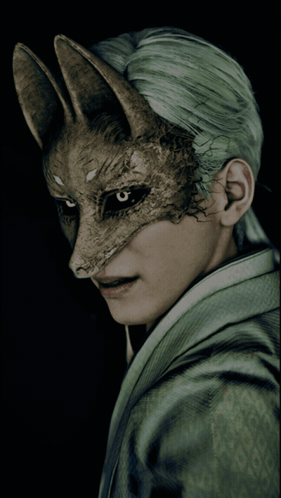 A Man With Green Hair Wears A Fox Mask GIF