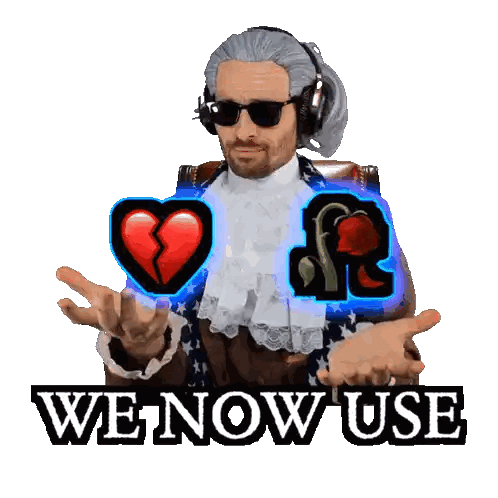 A Man With Headphones And A Broken Heart With The Words We Now Use Behind Him Sticker
