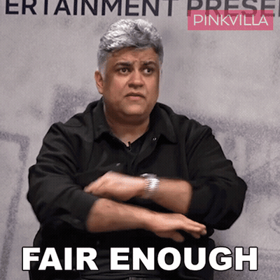 A Man With His Arms Crossed And The Words Fair Enough On The Bottom GIF