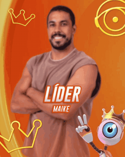 a man with his arms crossed is wearing a shirt that says lider maike on it
