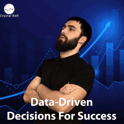 A Man With His Arms Crossed Stands In Front Of A Graph That Says " Data-Driven Decisions For Success " GIF