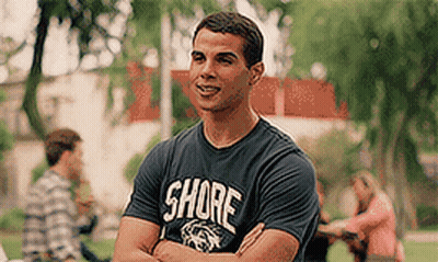 A Man With His Arms Crossed Wearing A Shore Shirt GIF
