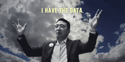 A Man With His Arms Outstretched And The Words I Have The Data GIF