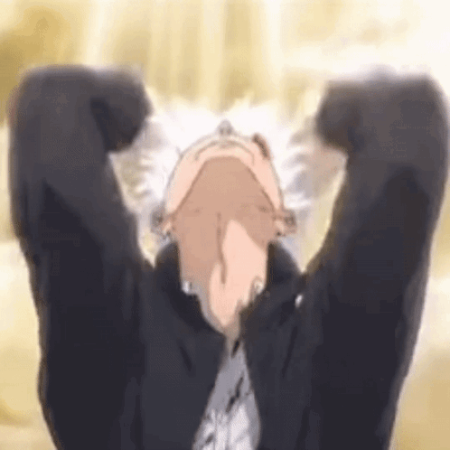 A Man With His Arms Outstretched Is Looking Up At The Sky . GIF