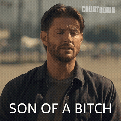 A Man With His Eyes Closed And The Words Son Of A Bitch Above Him GIF