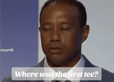 A Man With His Eyes Closed And The Words Where Was The First Tee GIF