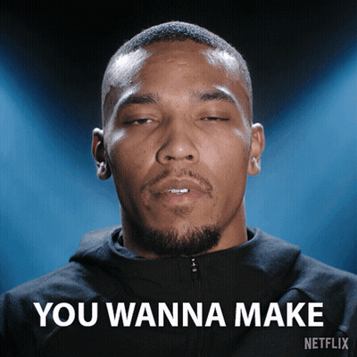 A Man With His Eyes Closed And The Words " You Wanna Make " Above Him GIF