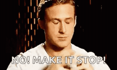 A Man With His Eyes Closed Is Holding A Kitten And Says `` No ! Make It Stop ! '' GIF