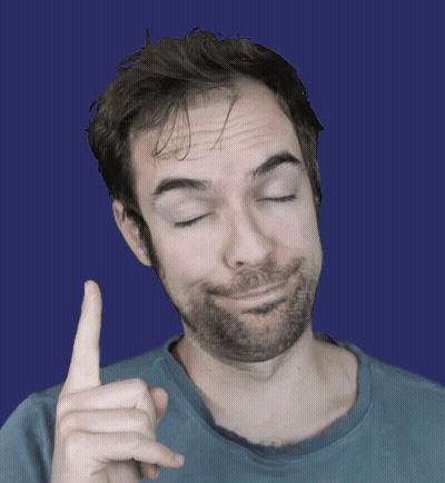 A Man With His Eyes Closed Is Pointing Up GIF